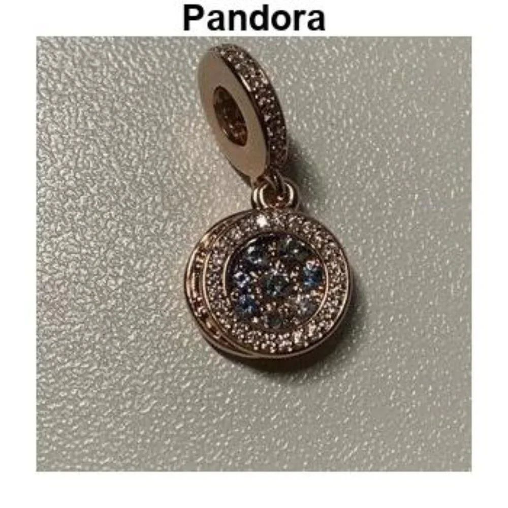 Pandora Sparkling Blue Disc Double Dangle Charm